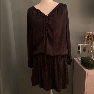 Ramy Brook Gray Silk Snake Print Tunic Dress Textured Charcoal Top Small